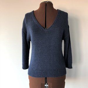 Blue V-neck Pullover Sweater